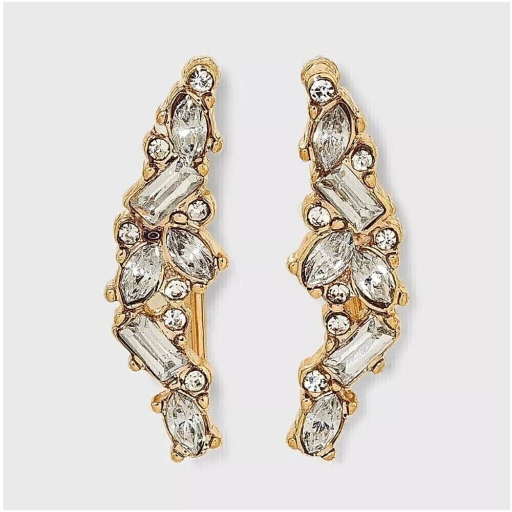 SUGARFIX‎ by BaubleBar Crystal Cluster Ear Crawlers Earrings NWT